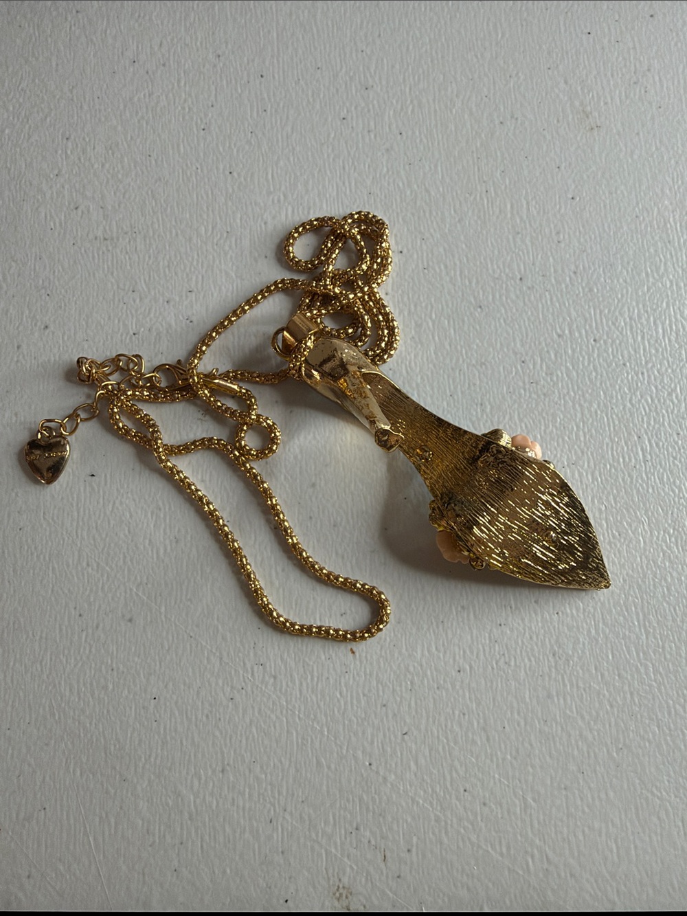 Betsey Johnson Gold-Tone Teal Floral Shoe Pendant Necklace - Picture 8 of 8